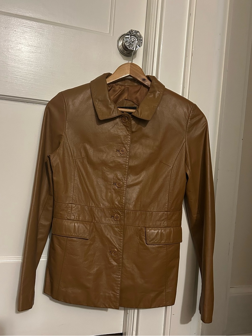 Women's Leather Button-Front Jacket